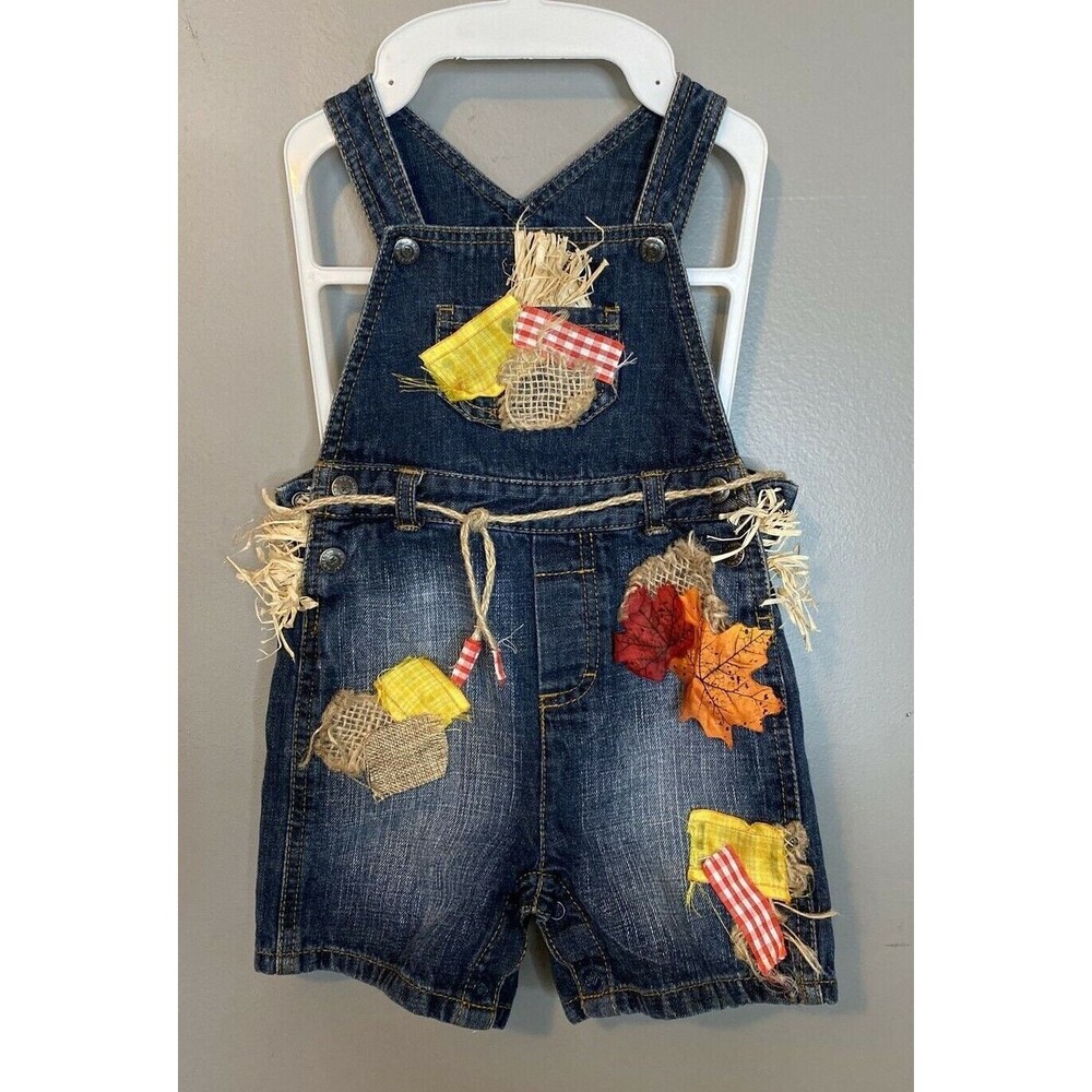 Vintage Custom Kids Fall Design Arizona Jeans Overall Shortalls Size 24 months